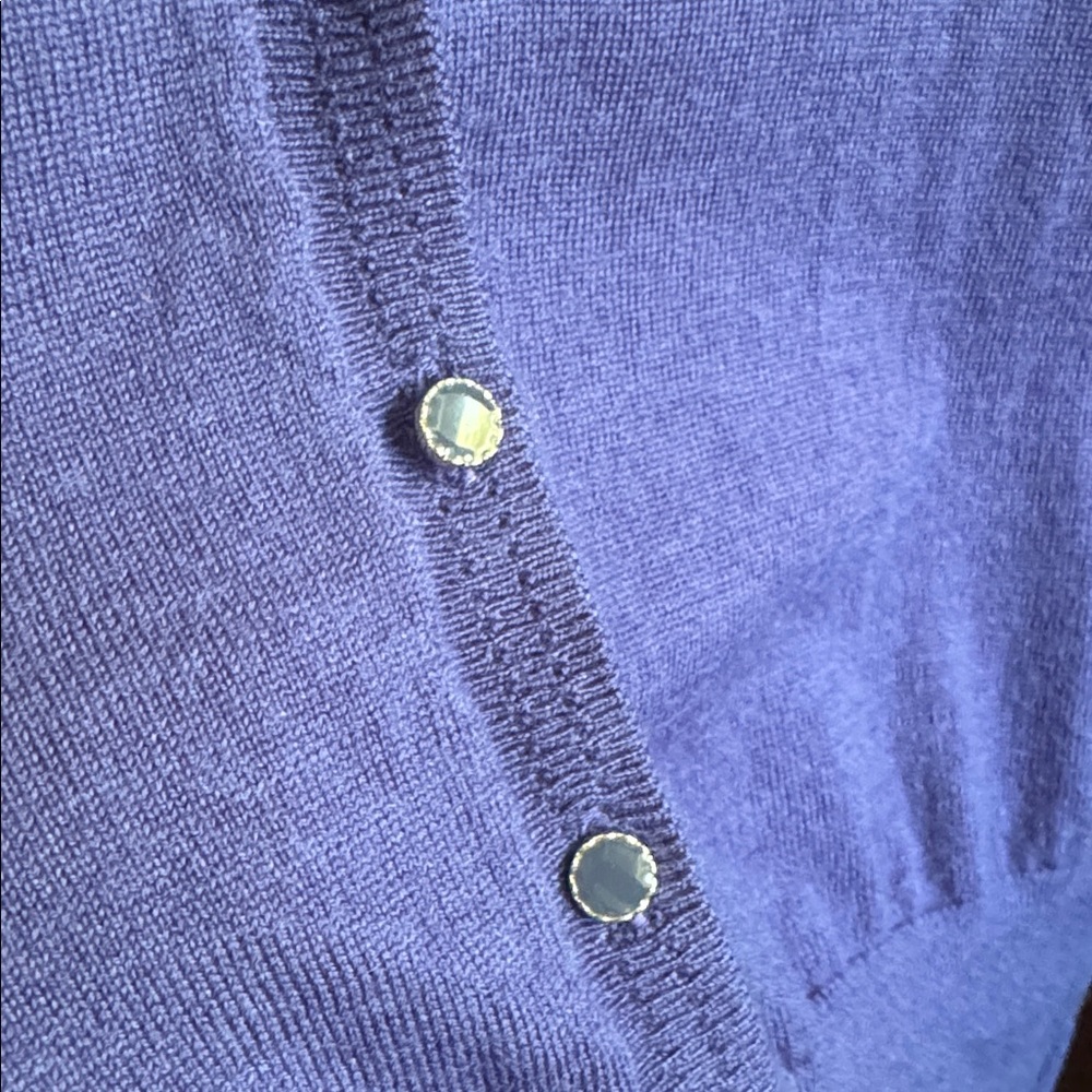 Banana Republic Merino Wool Women's Indigo V-Neck Button Cardigan Sweater Preppy - Picture 4 of 6